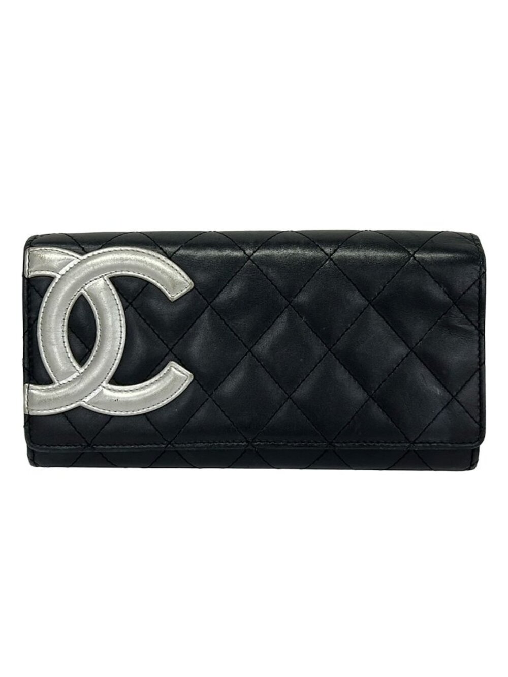 Chanel Wallet Cambon Line Black Silver Leather